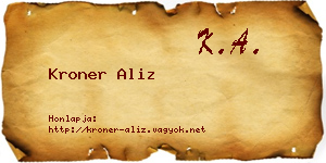 Kroner Aliz névjegykártya